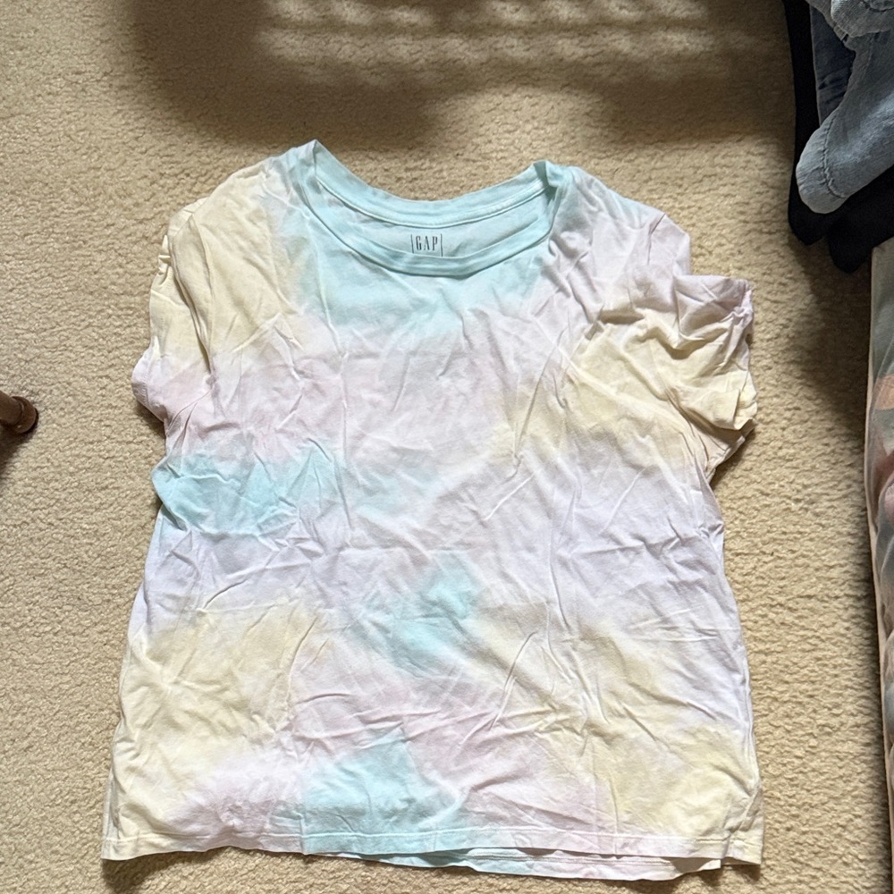 GAP Pastel Tie-Dye Tee - Light Blue, Pale Pink, Soft Yellow